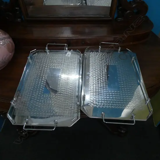 PR CHROME TRAYS -= WOODEN BASES - 495 X 295MM