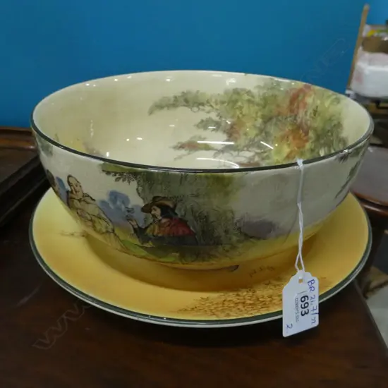 R/DOULTON 'UNDER THE GREENWOOD TREE' BOWL, DIA. 230mm & DOULTON 'FALSTAFF' PLATE
