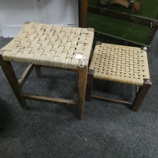 PR RUSTIC SEAGRASS LOW STOOLS OR FOOT STOOLS 370 X 280 X 280MM