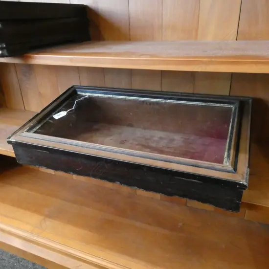 VICTORIAN DOVETAILED & GLASS TABLE VITRINE 520 x 290 x 130mm