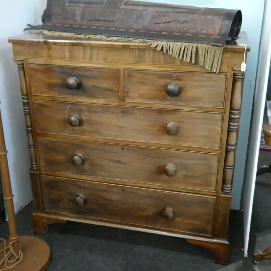 5 DRAWER INLAY CHEST OAK LINED...