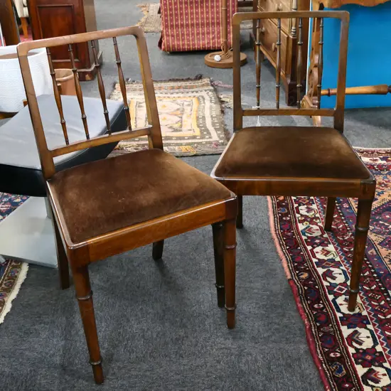 PR SOUTHLAND BEECH REGENCY-STYLE CHAIRS, FINE SPINDLE BACKS