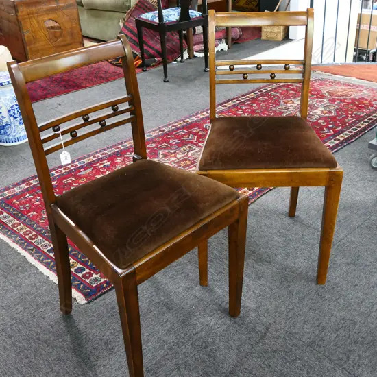 PR SOUTHLAND BEECH REGENCY-STYLE CHAIRS, FINE SPINDLE BACKS & BALL DESIGN