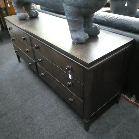 MAHOGANY CHEST OF DRAWERS - 6 DRAWER - PORCELAIN HANDLES  1520 X 460 X 690