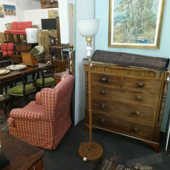 FLOOR LAMP WITH LEATHER LOOK STAND & BASE H. 1660MM