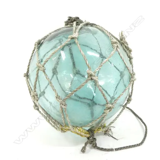 OLD GLASS LARGE FISHING FLOAT WITH NETTING Dia.380mm