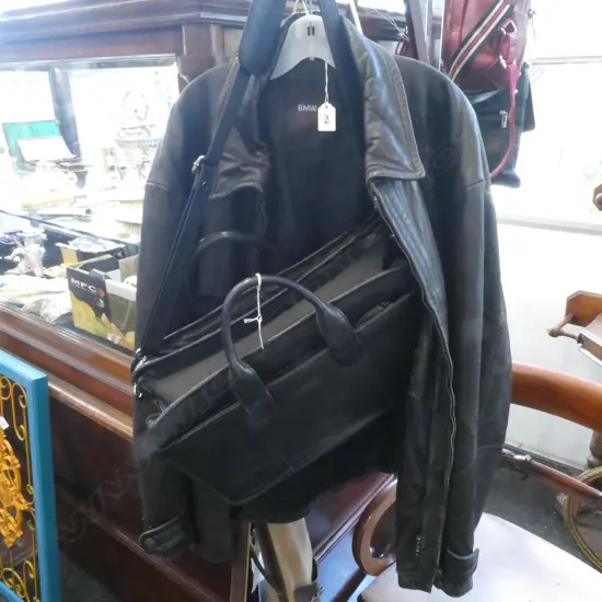 FIRENZE BLACK LEATHER BRIEFCASE / SATCHEL+ LEATHER JACKET