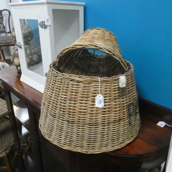 2 RIVIERA MAISON WICKER LIGHT FITTING - 'PACIFIC' PAINTED ON SIDE DIA  400MM & DIA 250MM