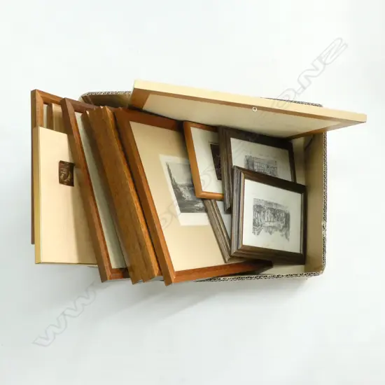 BOX LOT ASSORTED OLD FRAMED PRINTS