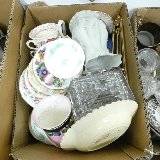 BOX LOT ASST CHINA / GLASS  ETC. 