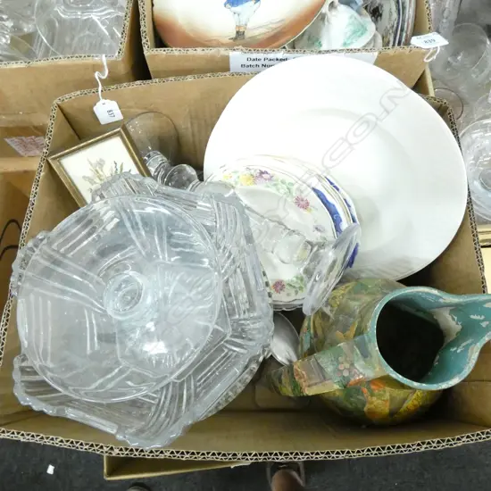 BOX LOT ASST CHINA & GLASSWARE 