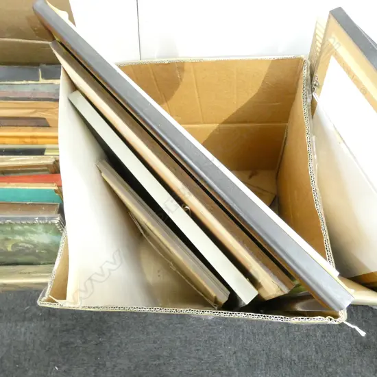 BOX LOT ASST. ARTWORKS PRINTS ETC