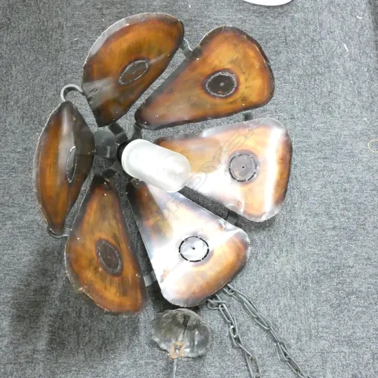 LG OLD METAL 6 PANEL CEILING LIGHT - DIA 530 H. 430MM