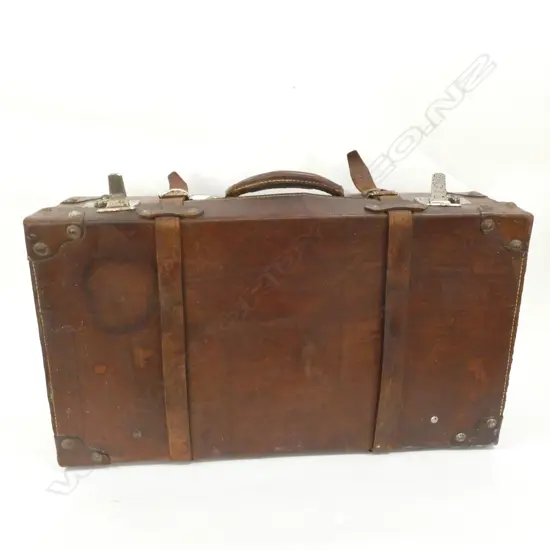 LEATHER SUIT CASE WITH STRAPS - 650 X 370MM
