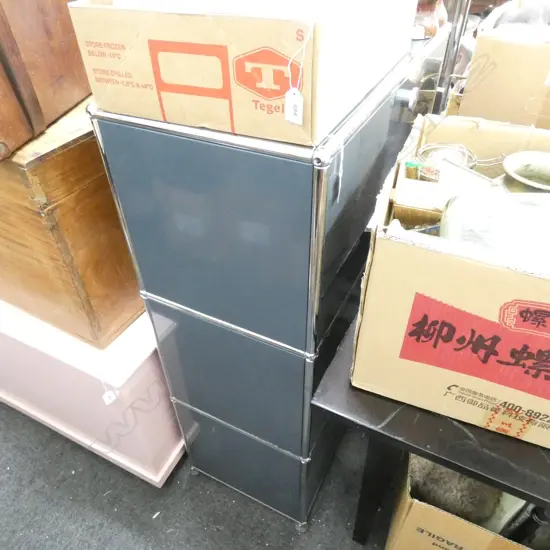 3 DRAWER GREY CONTEMPORARY FILING CABINET H.1100 W. 760MM  - LOCKED - NO KEY