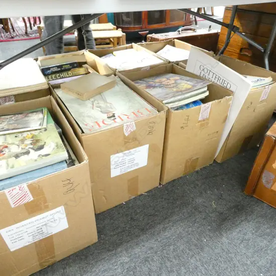 4 BOXES BOOKS-  FICTION / CHILDRENS / BRIDAL/ ANTIQUES ETC