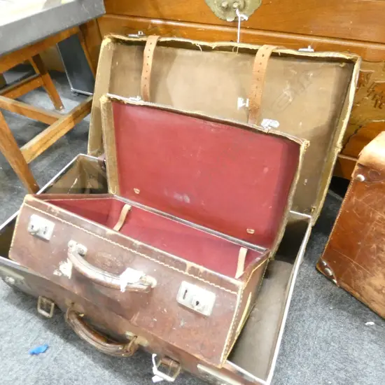 OLD LEATHER SUIT CASE ( 560 X 360) + LEATHER BRIEFCASE 