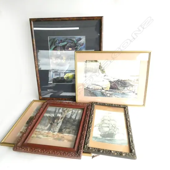 BOX LOT VINTAGE PRINT, W/CS, FRAME, ANNA PALMER PASTEL