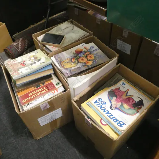 4 BOXES ASST BOOKS; FICTION / BIOGRAPHIES / COOKING ETC.