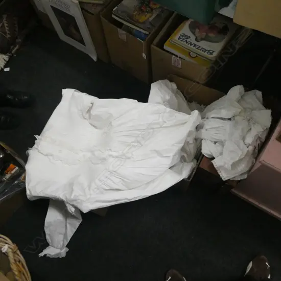 3 VINTAGE COTTON CHRISTENING DRESSES & LONG LADIES NIGHTGOWN + WEDDING VEIL