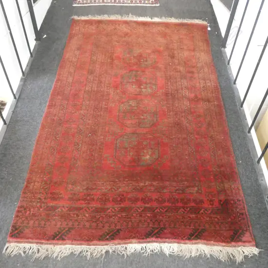 HAND WOVEN ALL WOOL RED TURKOMAN RUG 2130 X 1360MM