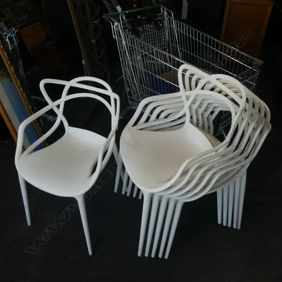 6 WHITE 'KARTELL STARCK' DESIGN CHAIRS