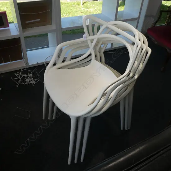 3 WHITE 'KARTELL STARCK' DESIGN CHAIRS
