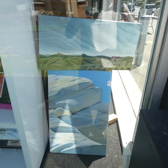 2 x ACRYLIC LANDSCAPES, 305x610mm & 610x405mm