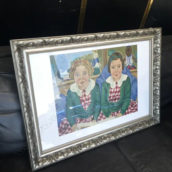 RITA ANGUS PRINT 'FAY AND JANE BIRKINSHAW' TE PAPA EDITION, 335x430mm