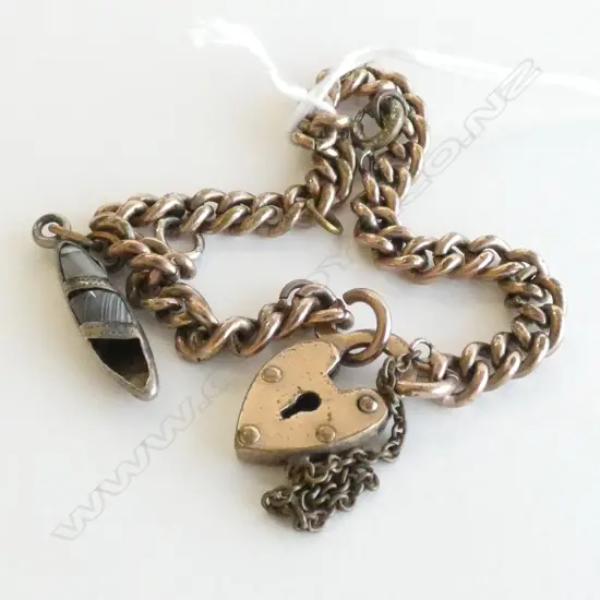 ROLLED GOLD CURB LINK BRACELET PENTANT A/F