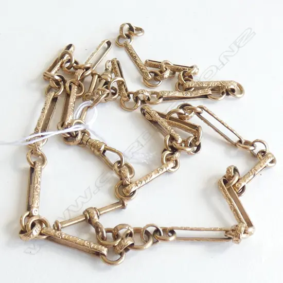 (61) ANTIQUE 9ct GOLD FOB CHAIN + MATCHING BRACELET 36gms AF