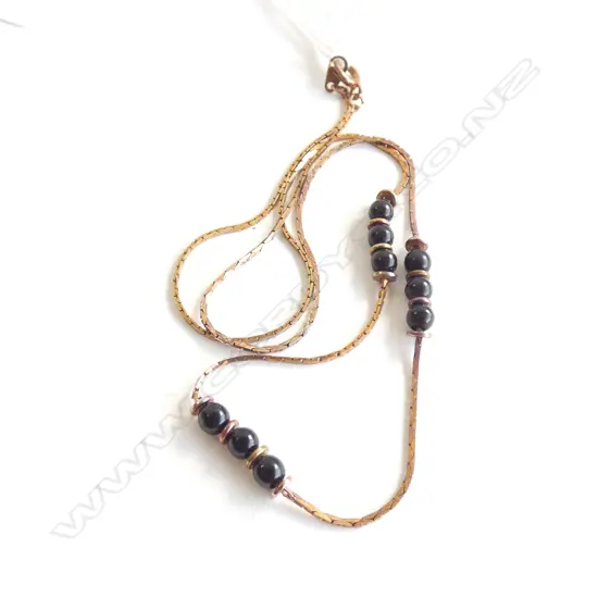ROSE GOLD  PLATE &  BLACK BEAD NECKLACE