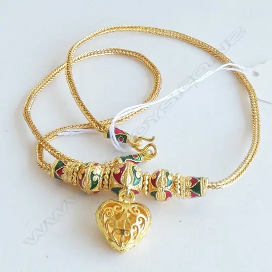 GILT & ENAMELLED EGYPTIAN STYLE PENDANT NECKLACE