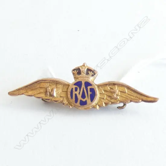 9CT RAF WINGS SWEETHEART BROOCH L. 40MM