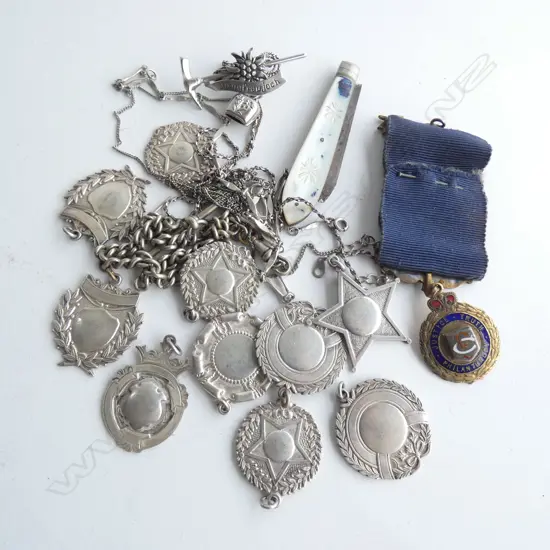 ASST VINTAGE MEDALLIONS CHAINS KNIFE ETC