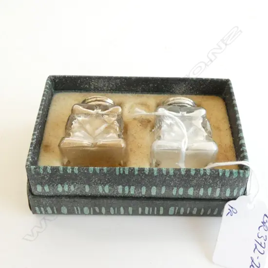 PR NORWEGIAN SILVER ENAMEL CRYSTAL SALT & PEPPER