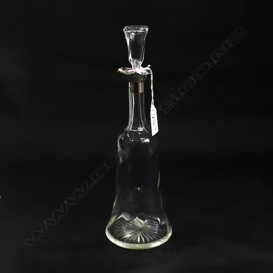 ST. SILVER MOUNTED DECANTER STAR CUT BASE BIRMINGHAM 1909 H.280mm