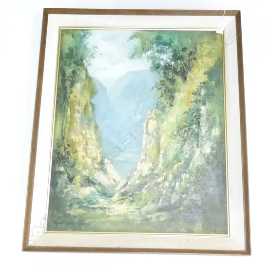 JANET STOKES OIL STEP VALLEY SCENE SIGNED 720 X 580mm