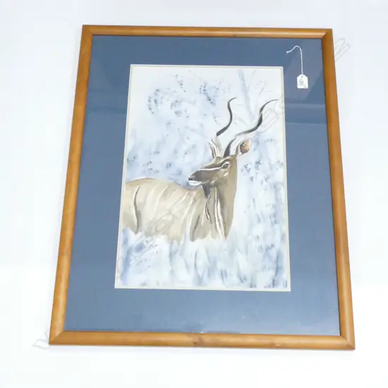 DOUG MIENIE WATERCOLOUR KUDU. SIGNED. 520 X 340mm