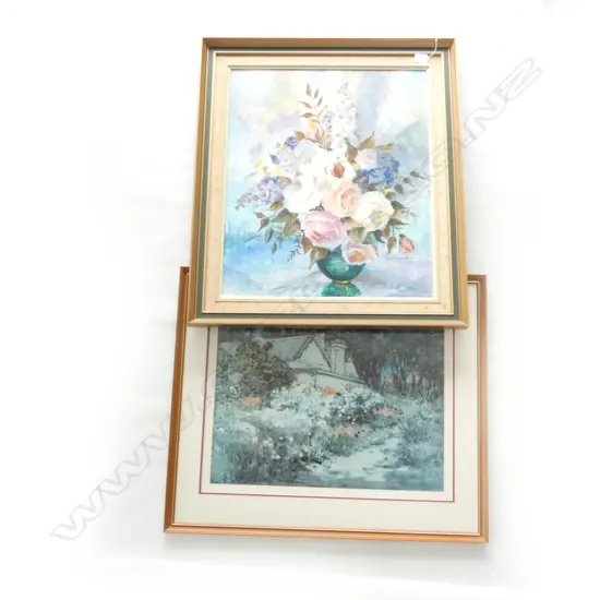 WATERCOLOUR -'ROSE HARMONY' BY FLORENCE M. LUXFORD 490 X 600MM & WATERCOLOUR PRINT BY M STODDART