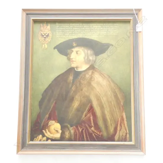 OLD FRAMED ITALIAN PORTRAIT PRINT  530 X 425MM
