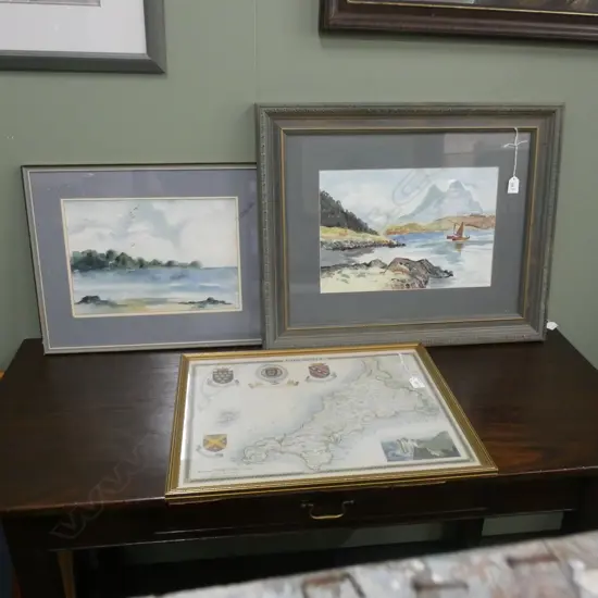 TWO W/Cs & MAP OF CORNWALL 270 X 380mm (largest)