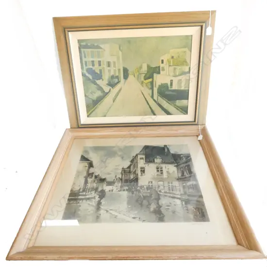 2 PRINTS EUROPEAN TOWNSCAPES 455x555mm