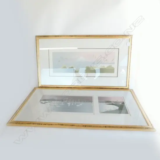 2 MALCOLM WARR PRINTS 'TARANAKI & TOETOES' '85 61/190 190x560mm & 'OPUA' 