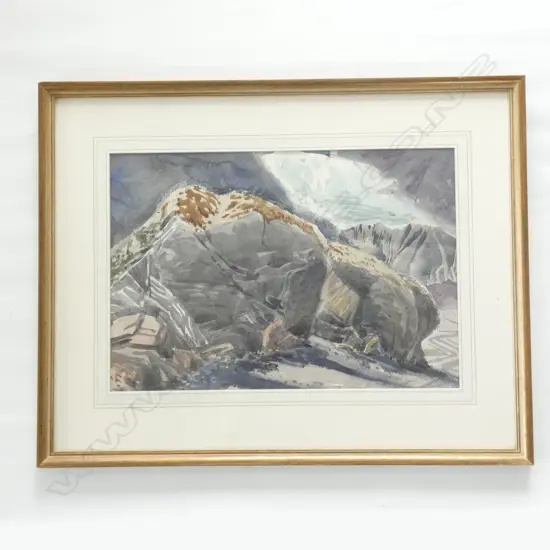 STEWART MACLENNAN WATERCOLOUR FRANZ JOSEF GLACIER. 350mm x 510mm