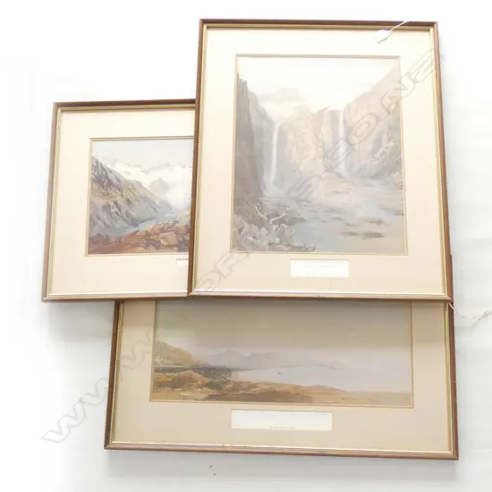 3 FRAMED PRINTS - MACAULAY GLACIERS /VALLEY OF MACAULAY GLACIERS WATERFALL & WEST COAST CANTERBURY 380 X 500MM