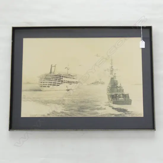 FRAMED WARTIME MARITIME PRINT BY HOWARD DEAN  560 X 400MM
