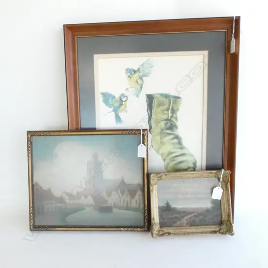 3 PRINTS; BIRDS & BOOT 375x285mm