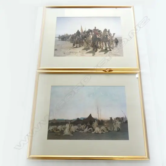 2 LARGE PRINTS 'PILGRIMS GOING TO MECCA' & 'EVENING PRAYER IN THE SAHARA DESERT'...
