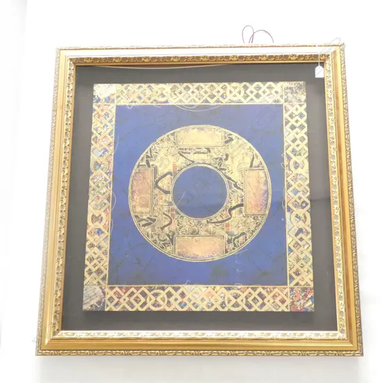 GILT FRAMED MIXED MEDIA CHINOISERIE STYLE PAINTING  620 X 670MM